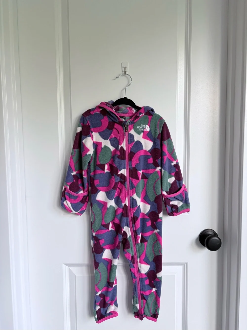 The North Face Pink Baby Glacier One-Piece Fleece Suit